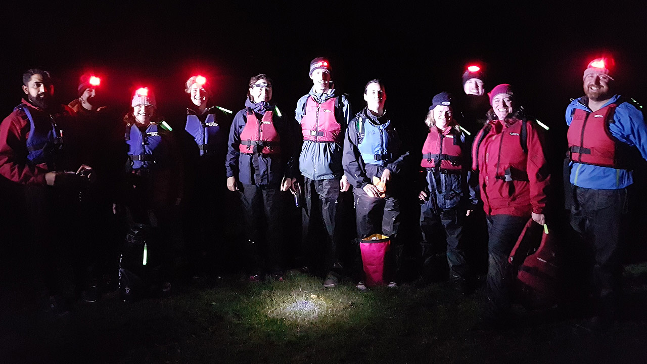 night kayaking river trip